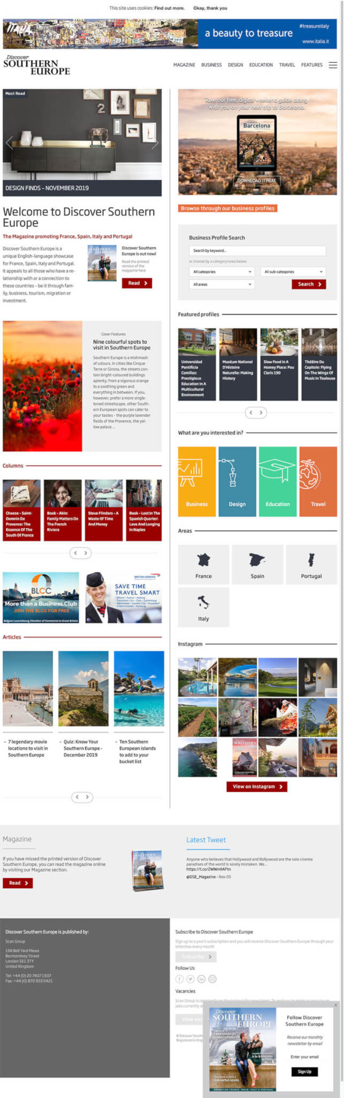 Initial home page had many sections, and it was difficult to find our what the website is really about. Ebook, magazine, directory search were the main focus.
